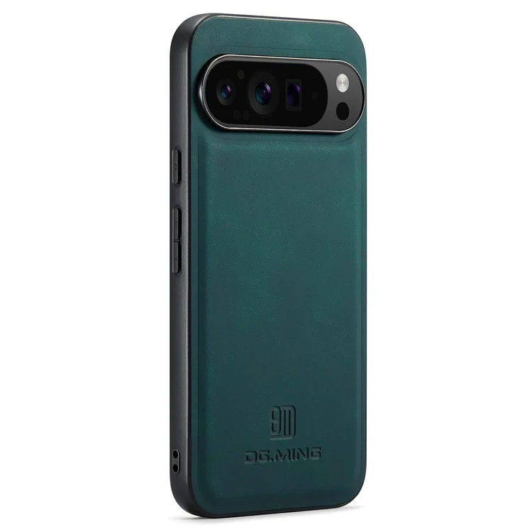 DG.MING per Google Pixel 9 Pro XL Case PU Leather Covered PC+TPU Hybrid Phone Shell - Verde