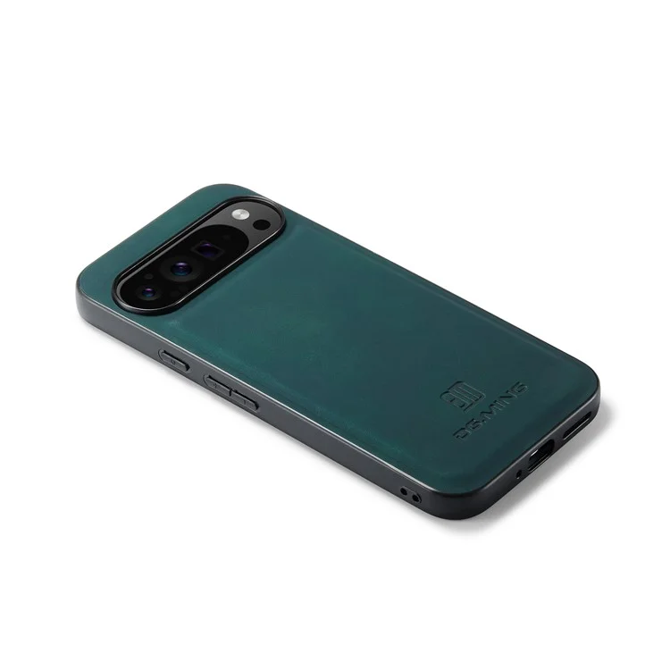 DG.MING per Google Pixel 9 Pro XL Case PU Leather Covered PC+TPU Hybrid Phone Shell - Verde