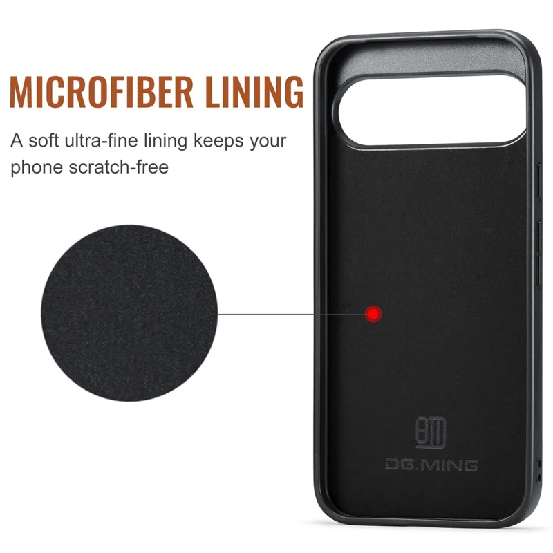 DG.MING M2 Series for Google Pixel 9 Pro / Pixel 9 Case PU+PC+TPU Phone Cover Detachable Wallet - Coffee