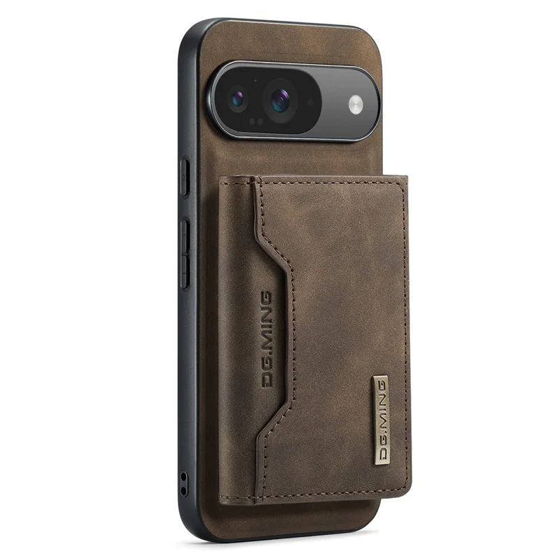 DG.MING M2 Series for Google Pixel 9 Pro / Pixel 9 Case PU+PC+TPU Phone Cover Detachable Wallet - Coffee