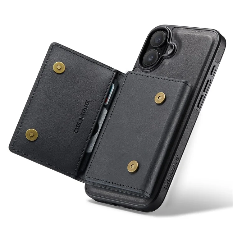 Текущий. Серия Ming M5 Для Iphone 16 Case Съемный Магнитный Кожаный Телефон с Картами Слотами - Черный
