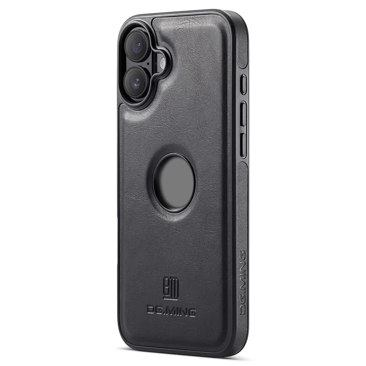 DG.MING M5 Series For iPhone 16 Plus Case Detachable Magnetic Leather Phone Cover with Card Slots - Black