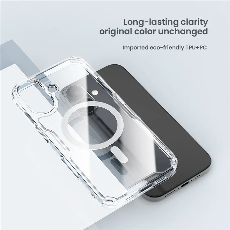 NILLKIN Nature Pro Series for iPhone 16 Case Compatible with MagSafe TPU + PC Ultra Clear Phone Case - Transparent