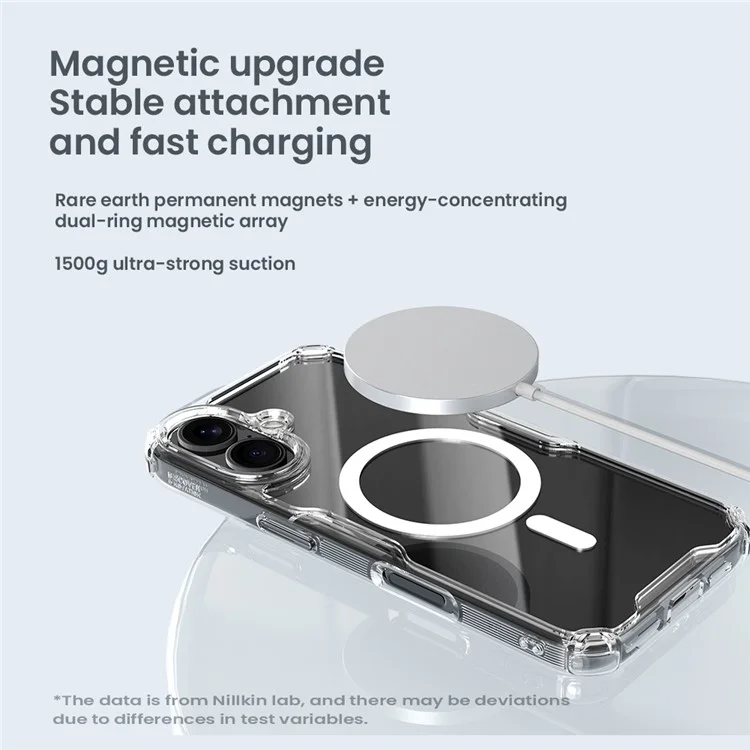 NILLKIN Nature Pro Series for iPhone 16 Case Compatible with MagSafe TPU + PC Ultra Clear Phone Case - Transparent