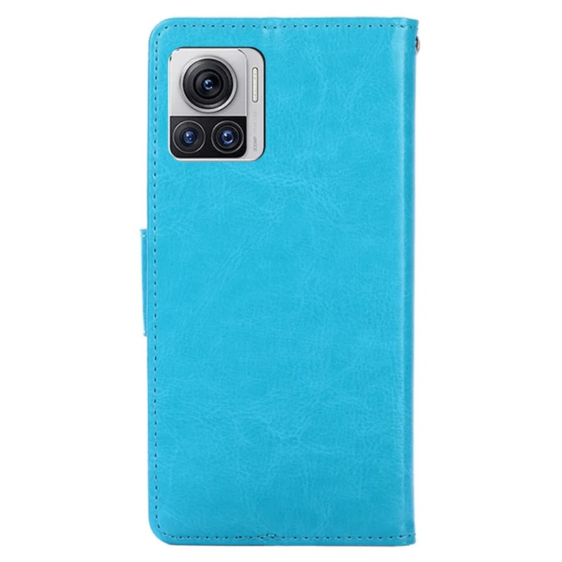 Pour Motorola Edge X30 Pro 5G Anti-scratch PU le Cuir PU Téléphone Téléphone à Étape Magnétique à Carter Magné du Portefeuille Portefeuille - Bébé Bleu