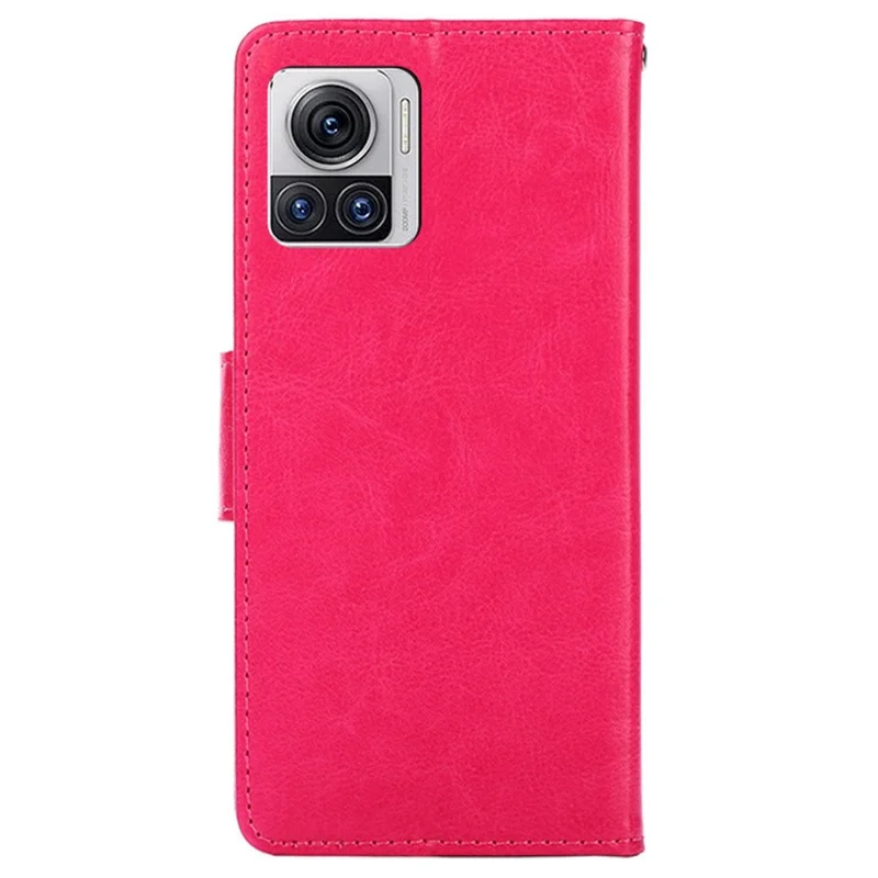 For Motorola Edge X30 Pro 5G Anti-scratch PU Leather Phone Case Shockproof Magnetic Clasp Stand Flip Wallet Cover - Rose