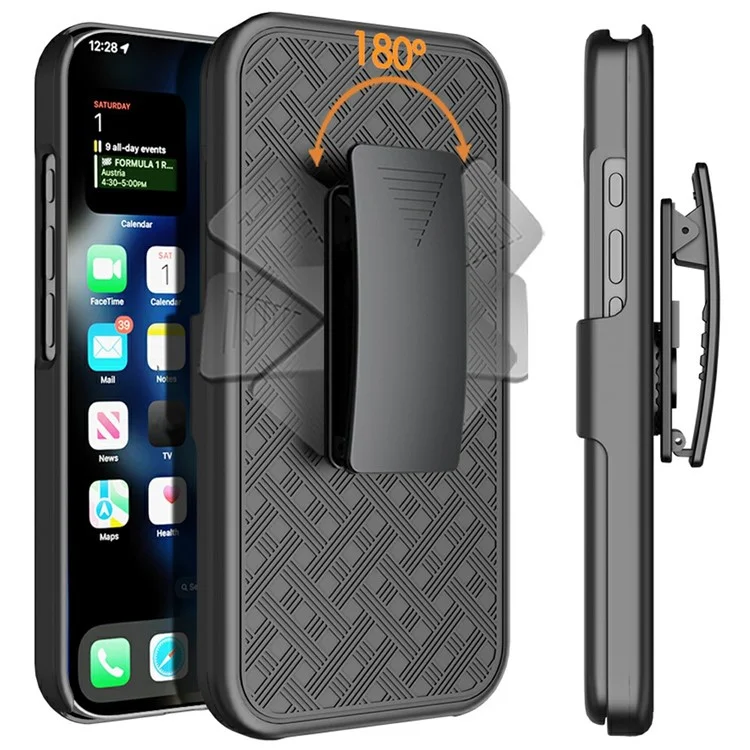 For iPhone 16 Plus Case PC+TPU Sliding Screen Cover Kickstand Phone Shell with Clip