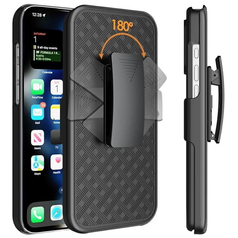 For iPhone 16 Pro Max Case PC+TPU Sliding Screen Cover Kickstand Phone Shell with Clip