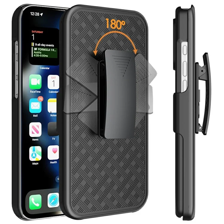 Per iPhone 16 Pro Case PC+TPU Sliding Screen Cover Supporto Telefono Guscio con Clip