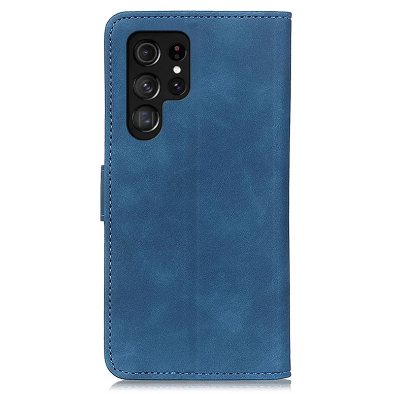 KHAZNEH For Samsung Galaxy S25 Ultra Case Retro PU Leather Wallet Stand Phone Cover - Blue