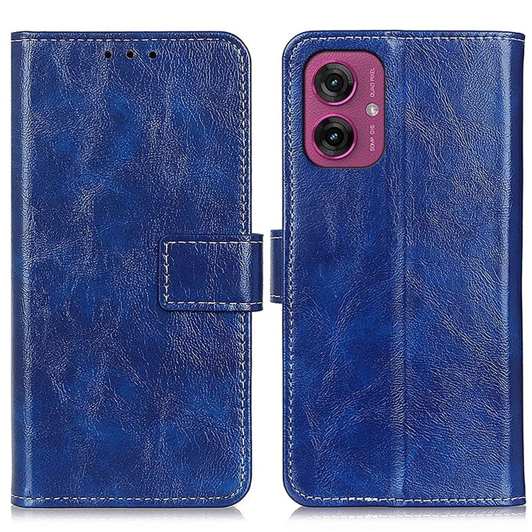 Para Motorola Moto G55 Case 5G Crazy Horse Texture Cuero Teleta de Cuero Tapa de la Billetera - Azul