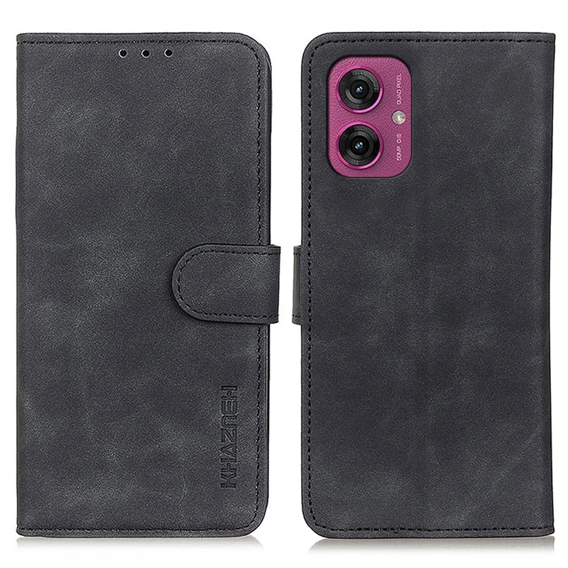 KHAZNEH For Motorola Moto G55 5G Case PU Leather Retro Texture Phone Cover - Black