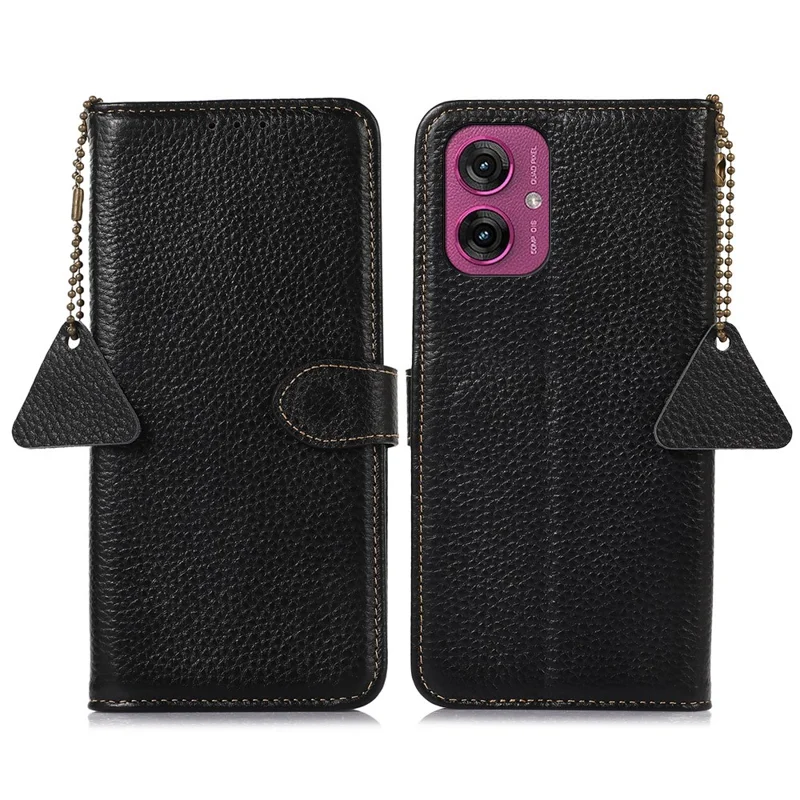 Pour Motorola Moto G55 5G Case RFID Blocking Texture Litchi Couverture de Téléphone de Court - Noir