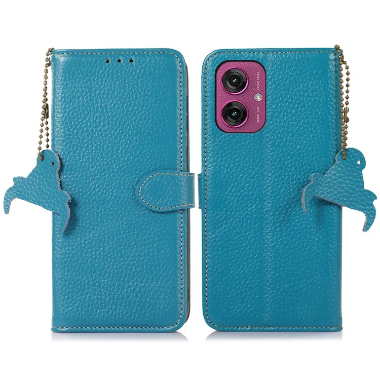 Pour Motorola Moto G55 5G Case RFID Blocking Texture Litchi Couverture de Téléphone de Court - Bleu