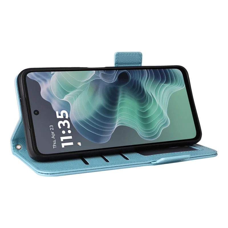 Para Motorola Moto G35 5G Case Litchi Texture PU Cuero de Cuero Flip Phone Cover - Azul Bebé