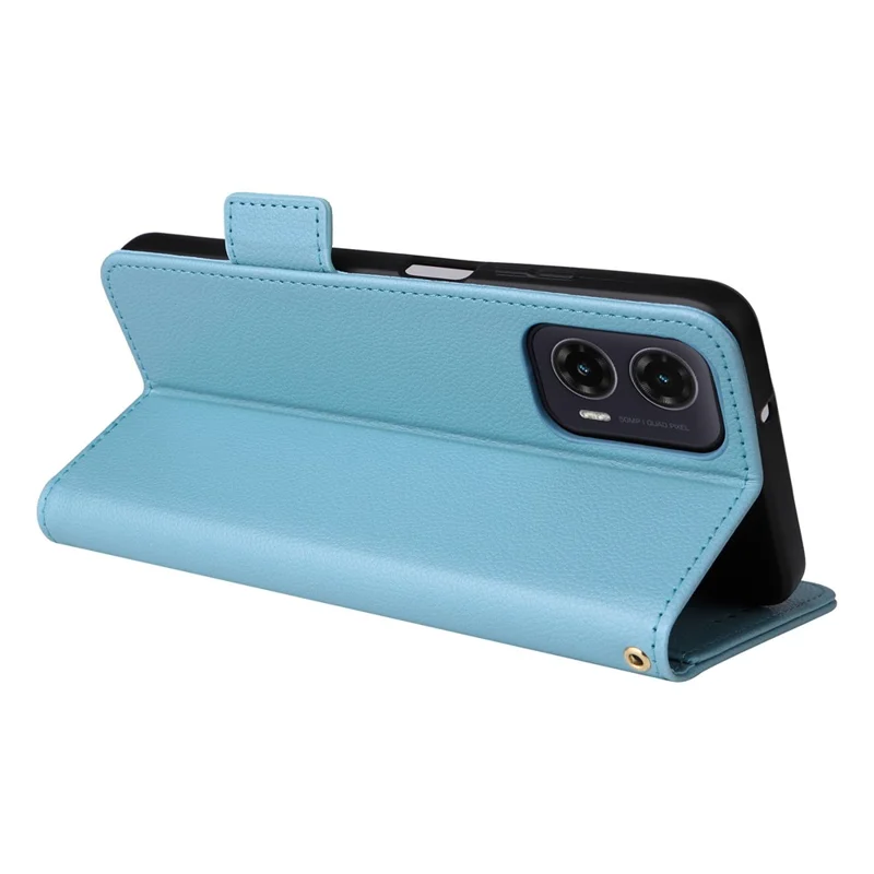 Para Motorola Moto G35 5G Case Litchi Texture PU Cuero de Cuero Flip Phone Cover - Azul Bebé