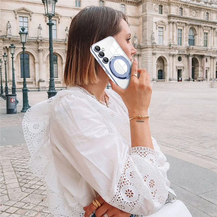 Для Samsung Galaxy A35 5G Case Kickstand PC+TPU Магнитная Телефонная Крышка - Синий