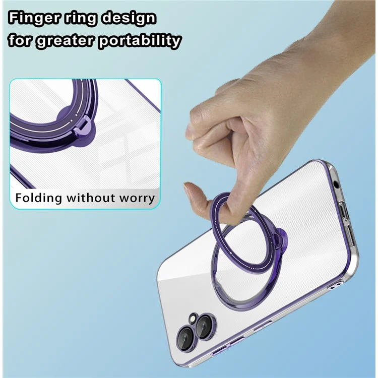 For Samsung Galaxy A06 4G Case Kickstand PC+TPU Magnetic Phone Cover - Purple