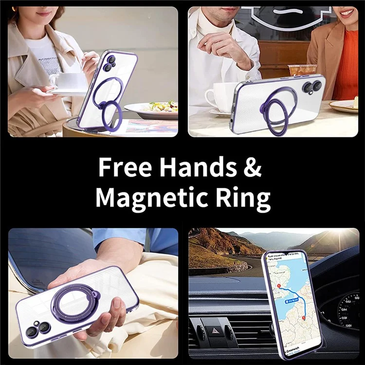 For Samsung Galaxy A06 4G Case Kickstand PC+TPU Magnetic Phone Cover - Purple