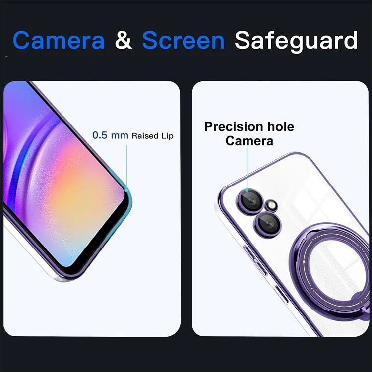 For Samsung Galaxy A06 4G Case Kickstand PC+TPU Magnetic Phone Cover - Purple
