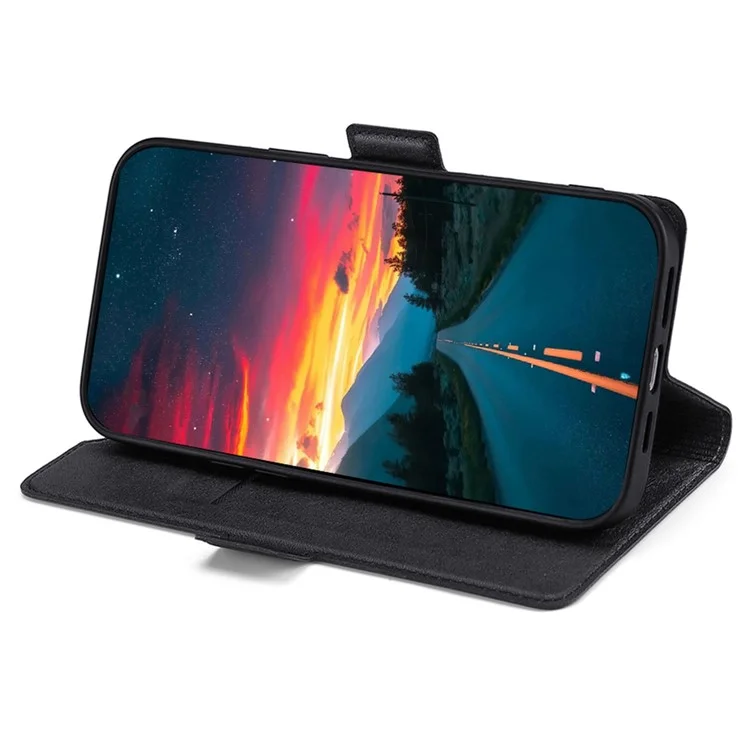 Étui de Téléphone Anti-rayures Pour Huawei Mate 50 Pro 4G, Support de Carte de Support Pliable PU Couvrette de Téléphone Portable en Cuir PU Dual Magnétique - le Noir