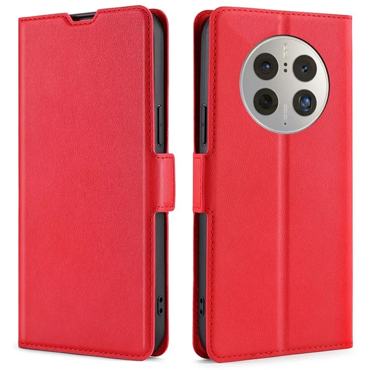 Anti-scratch Phone Case for Huawei Mate 50 Pro 4G, Foldable Stand Card Holder PU Leather Dual Magnetic Clasp Full Protection Cell Phone Cover - Red