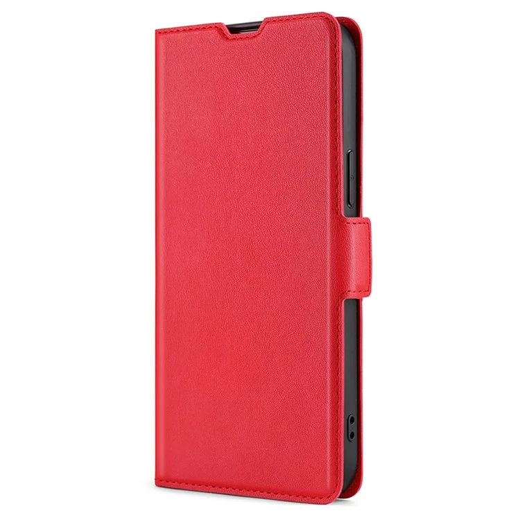 Anti-scratch Phone Case for Huawei Mate 50 Pro 4G, Foldable Stand Card Holder PU Leather Dual Magnetic Clasp Full Protection Cell Phone Cover - Red