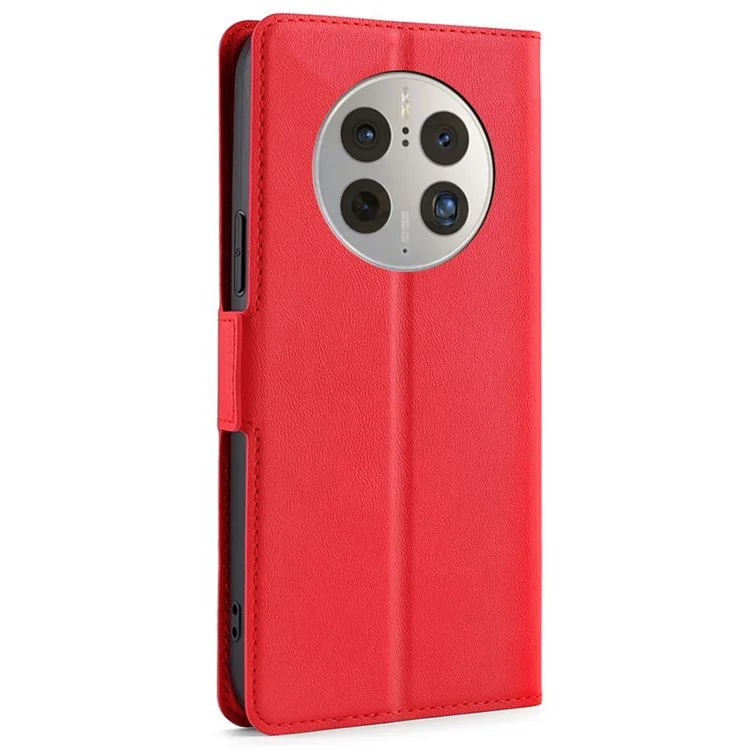 Anti-scratch Phone Case for Huawei Mate 50 Pro 4G, Foldable Stand Card Holder PU Leather Dual Magnetic Clasp Full Protection Cell Phone Cover - Red