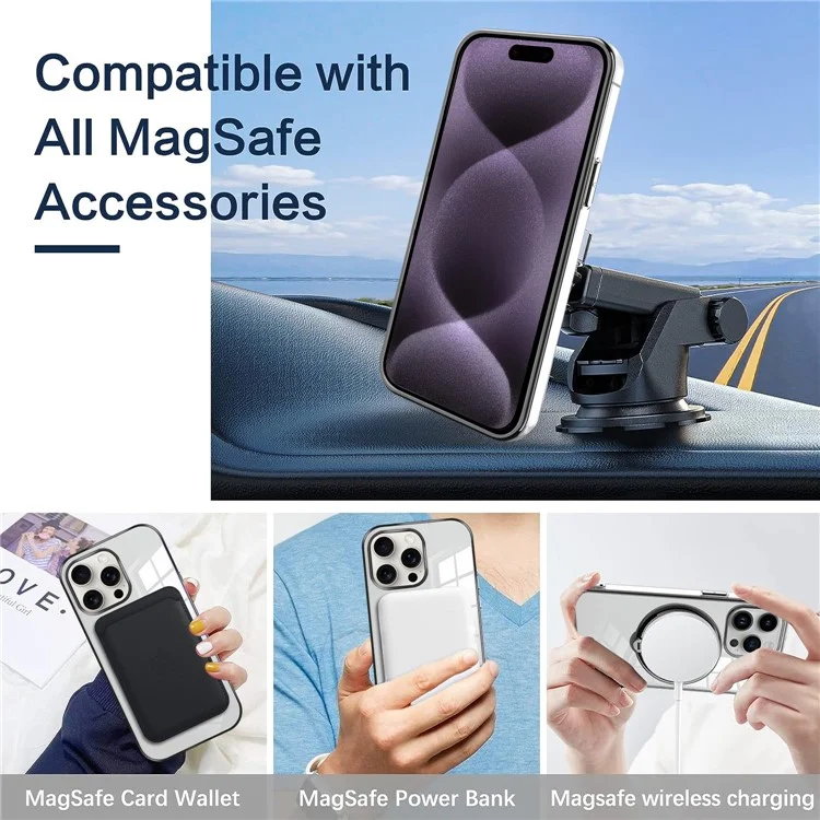For iPhone 16 Pro Max Case Kickstand PC+TPU Magnetic Phone Cover - Black