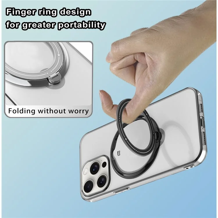 For iPhone 16 Pro Max Case Kickstand PC+TPU Magnetic Phone Cover - Black