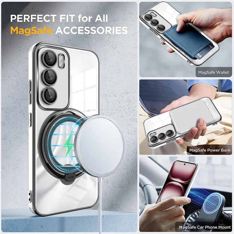 For Oppo Reno12 Pro 5G (Global) Case Kickstand PC+TPU Magnetic Phone Cover - Green