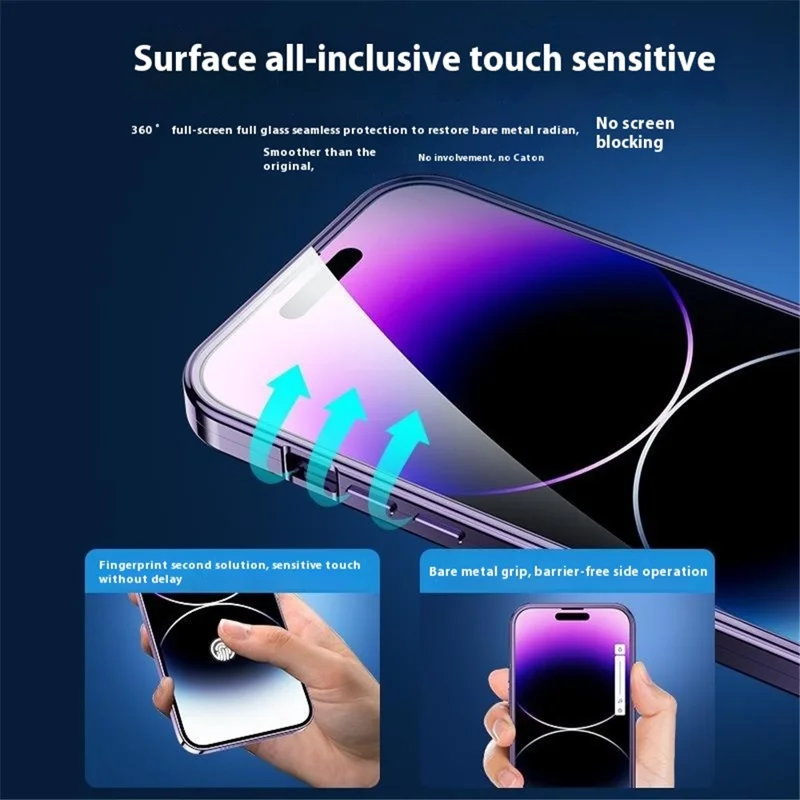 For iPhone 16 Pro Max Case Compatible with MagSafe Double-Sided Tempered Glass+Metal Phone Cover - Silver / Anti-Peep