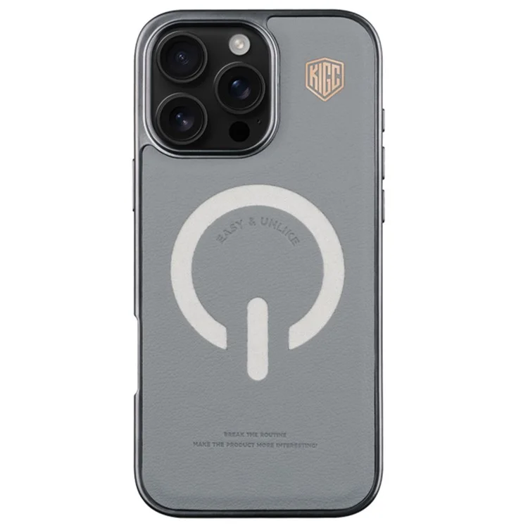KIGC Для Iphone 16 Pro Max Case, Совместим с Magsafe Leather+pc+tpu. - Серый