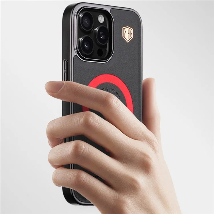 KIGC Для Iphone 16 Pro Max Case, Совместим с Magsafe Leather+pc+tpu. - Серый