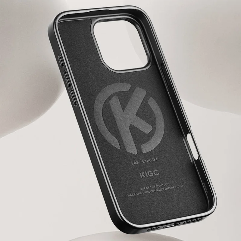 KIGC For iPhone 16 Pro Max Case Leather+PC+TPU Electroplating Phone Cover with Card Holder - Black