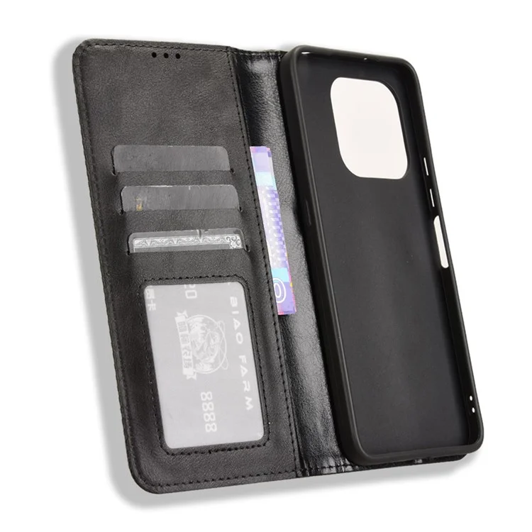 Für Umidigi G9 5G / G9A 4G / G9C 4G / G9T 4G / Note 90C / Note 90A / Note 90 Ledertasche Wallet Stand Retro Textur Handyhülle - Schwarz