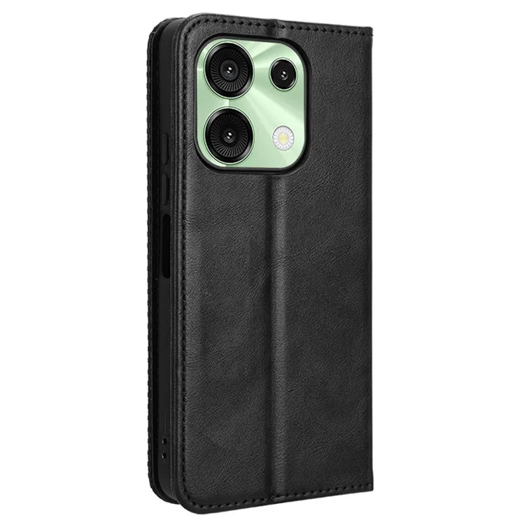 Für Umidigi G9 5G / G9A 4G / G9C 4G / G9T 4G / Note 90C / Note 90A / Note 90 Ledertasche Wallet Stand Retro Textur Handyhülle - Schwarz