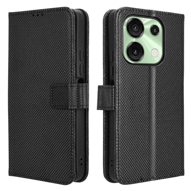 For Umidigi G9 5G / G9A 4G / G9C 4G / G9T 4G / Note 90C / Note 90A / Note 90 Case PU Leather Diamond Texture Wallet Phone Cover - Black