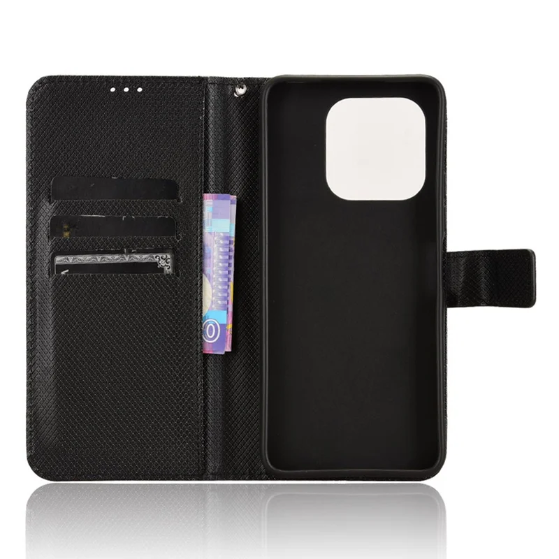 For Umidigi G9 5G / G9A 4G / G9C 4G / G9T 4G / Note 90C / Note 90A / Note 90 Case PU Leather Diamond Texture Wallet Phone Cover - Black