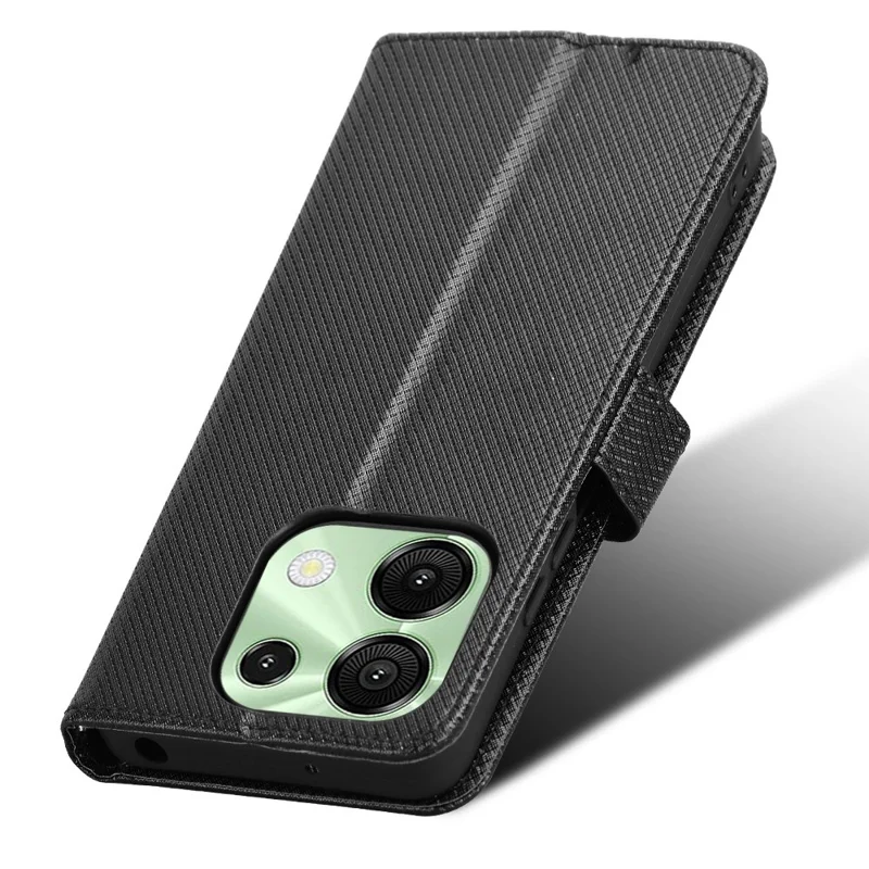 For Umidigi G9 5G / G9A 4G / G9C 4G / G9T 4G / Note 90C / Note 90A / Note 90 Case PU Leather Diamond Texture Wallet Phone Cover - Black