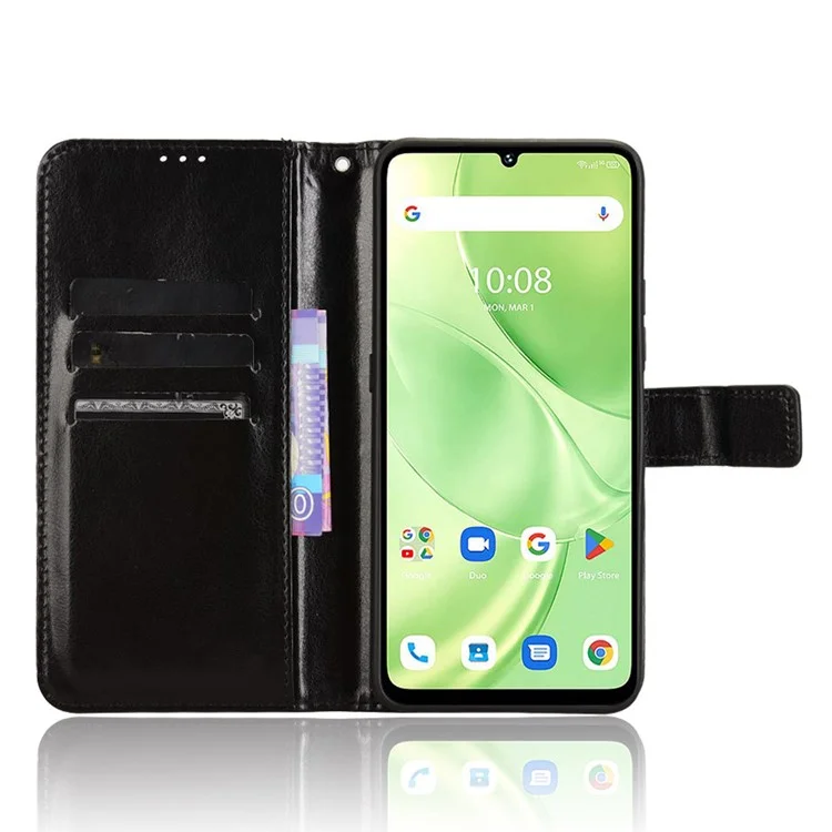 Für Umditigi G9 5G / Anmerkung 90 Case Crazy Horse Textur PU Leder Telefon Brieftaschenabdeckung - Schwarz