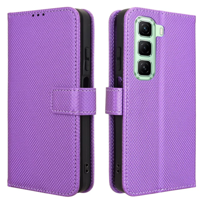 For Infinix Hot 50 5G X6720 Case PU Leather Diamond Texture Wallet Phone Cover - Purple