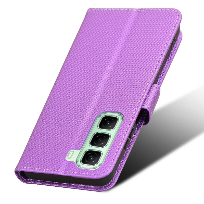 For Infinix Hot 50 5G X6720 Case PU Leather Diamond Texture Wallet Phone Cover - Purple