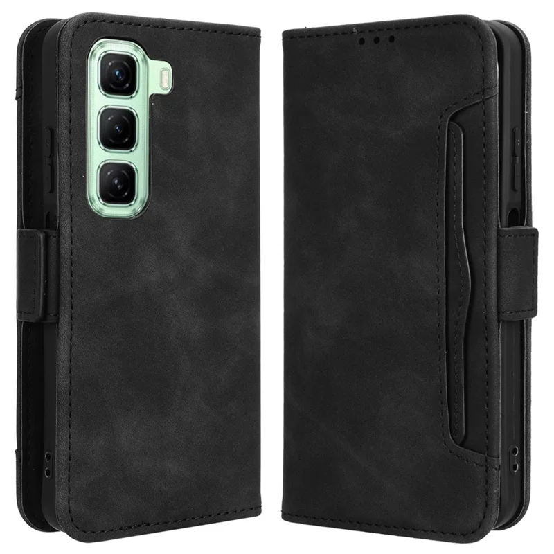 For Infinix Hot 50 4G Leather Case Phone Wallet Cover with Multiple Card Slots - Black