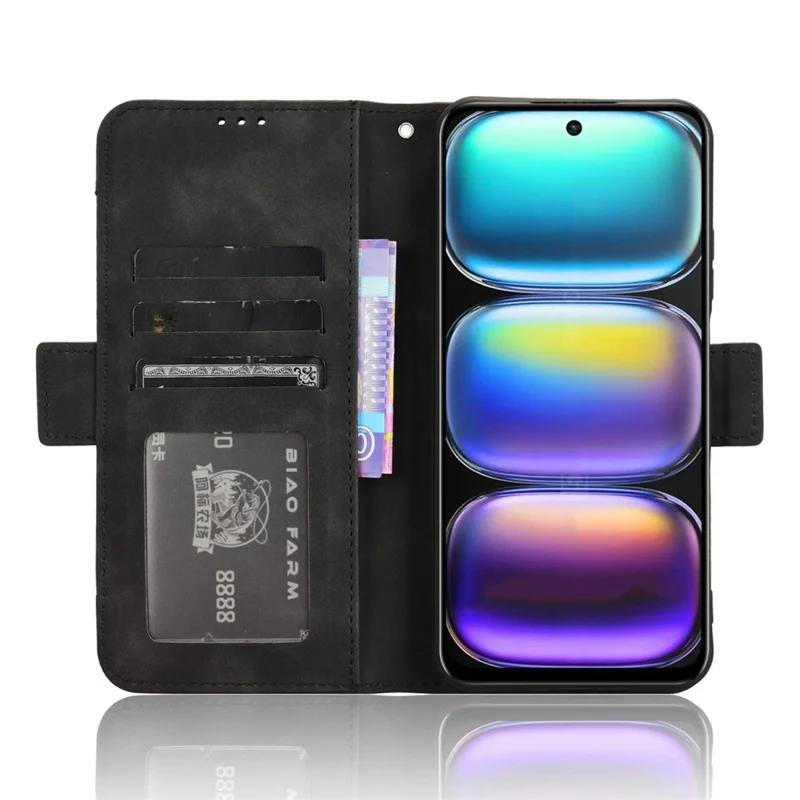 For Infinix Hot 50 4G Leather Case Phone Wallet Cover with Multiple Card Slots - Black