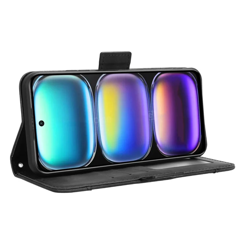 For Infinix Hot 50 4G Leather Case Phone Wallet Cover with Multiple Card Slots - Black