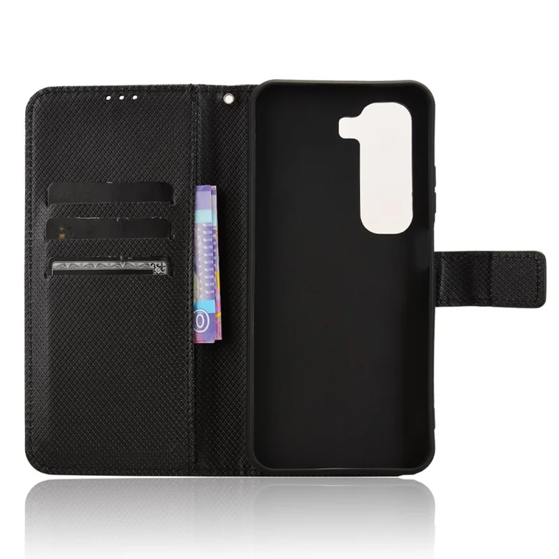 Para Infinix Hot 50 4g Case PU PU Leather Diamond Texture Willet Telep Cubierta - Negro