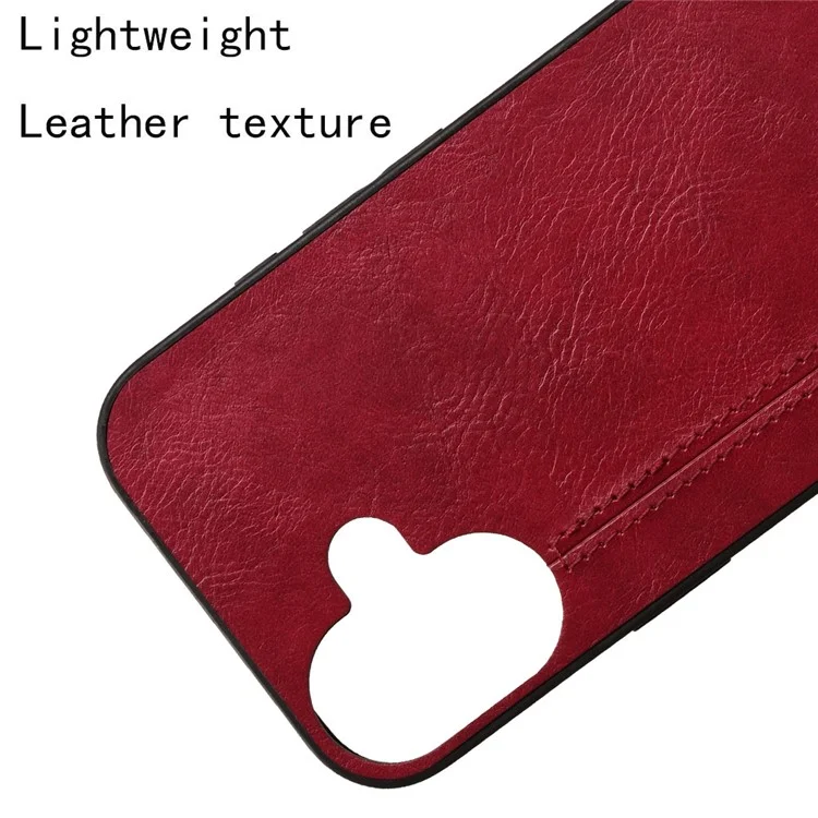 For iPhone 16 Case Leather+TPU+PC Phone Cover Stitching Line - Red