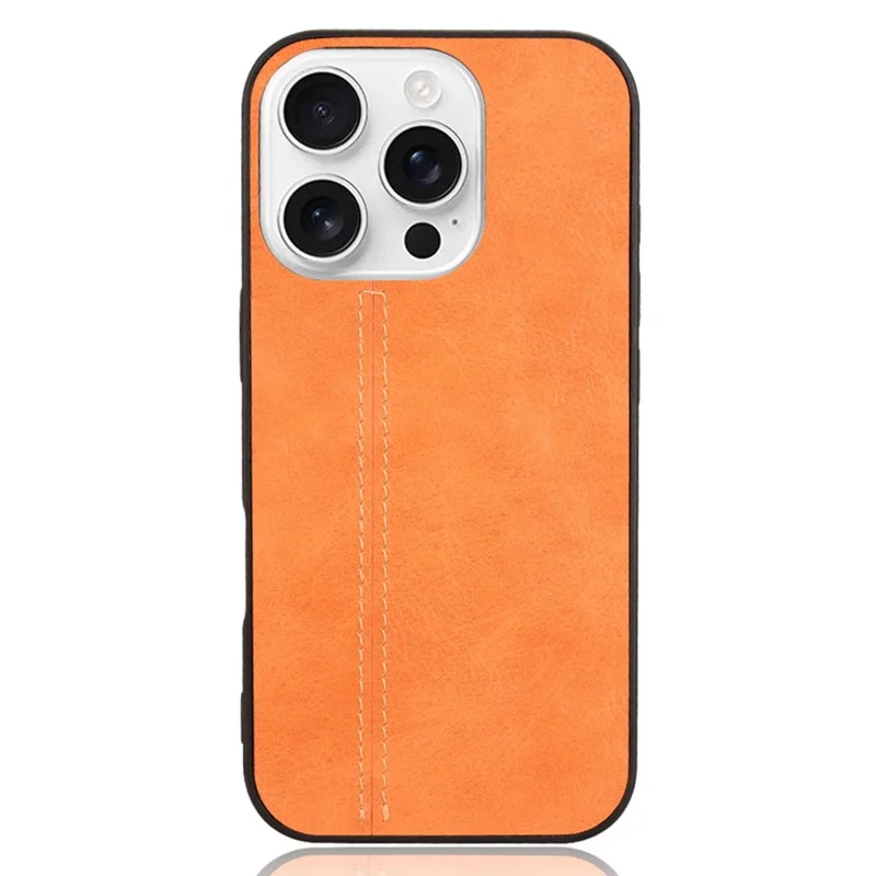 Для Iphone 16 Pro Max Case Leather+TPU+PC Phone Cover Line - Апельсин