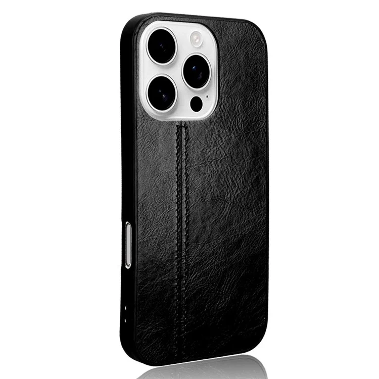 Per Iphone 16 Pro Case Leather+TPU+PC Coperchiggio Coperchio - Nero